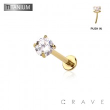 4MM DISK IMPLANT GRADE TITANIUM PRONG SET PUSH IN THREADLESS LABRET